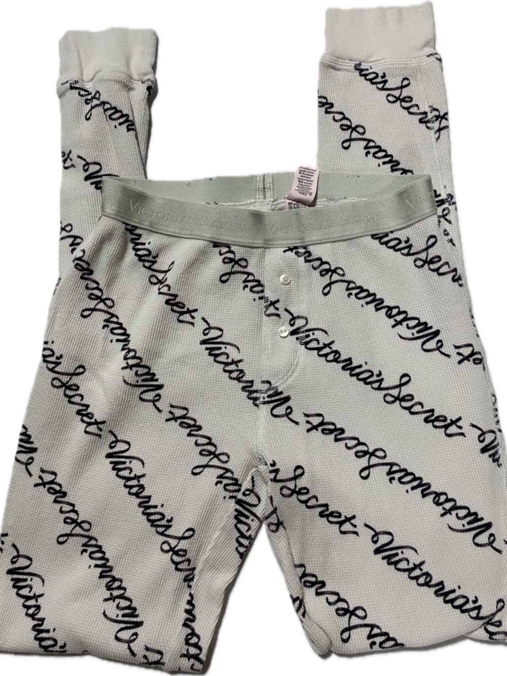 Victoria's Secret Light Gray & Black Script Girls' Thermal Pajama Set - Picture 5 of 6